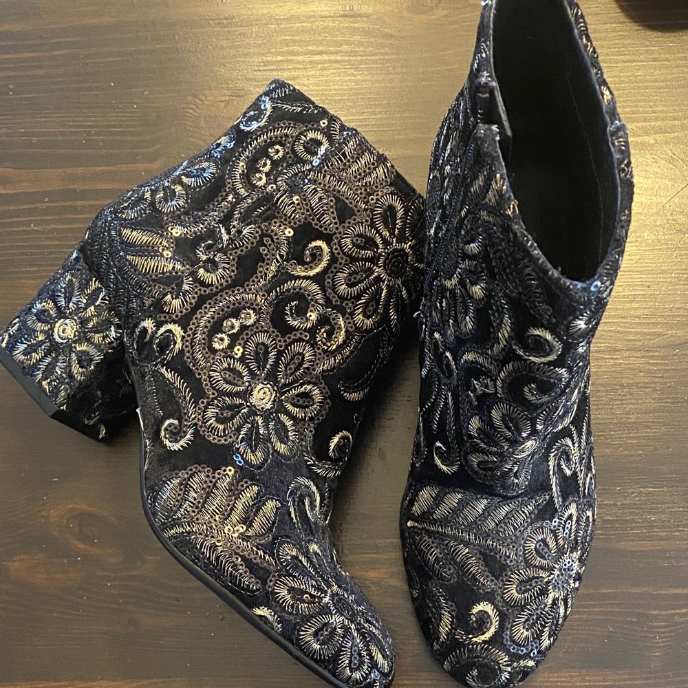ALDO 6 Floral Embroidered Sequin Ankle Boots